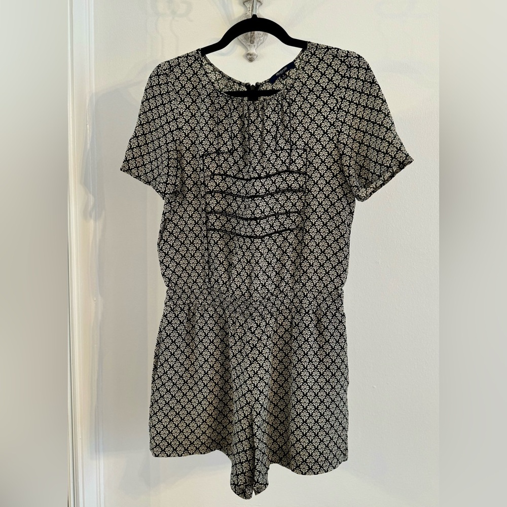 Madewell Crew Neck B&W Printed Romper